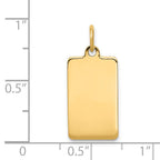 14k Plain .027 Gauge Rectangular Engravable 20x11mm Disc Charm