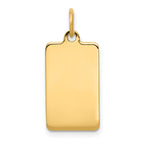 14k Plain .027 Gauge Rectangular Engravable 20x11mm Disc Charm