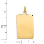 14k Plain .011 Gauge Rectangular Engravable 25x28mm Disc Charm