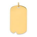 14k Plain .018 Gauge Engravable 31x18mm Dog Tag with Notch Disc Charm