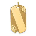 14k Patterned Sunburst with Diagonal Stripe .018 Gauge Engravable 28x15mm Dog Tag Disc Charm