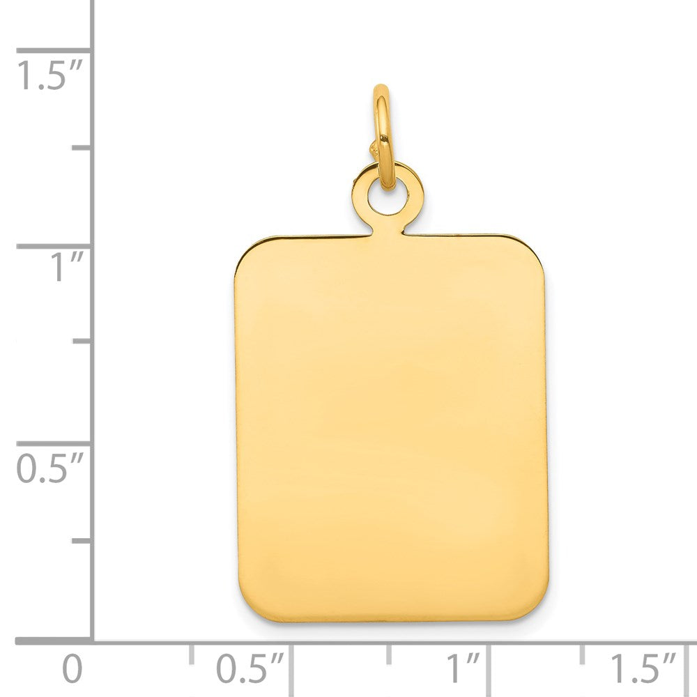 14k Plain Rectangular .027 Gauge Engravable 30x20mm Disc Charm