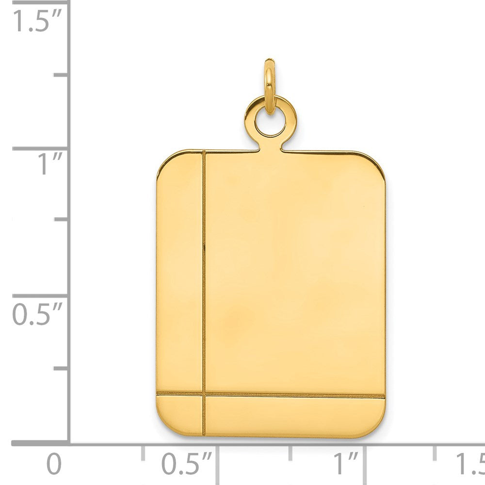14k Plain with Etched Lines Rectangular .035 Gauge Engravable 30x20mm Disc Charm