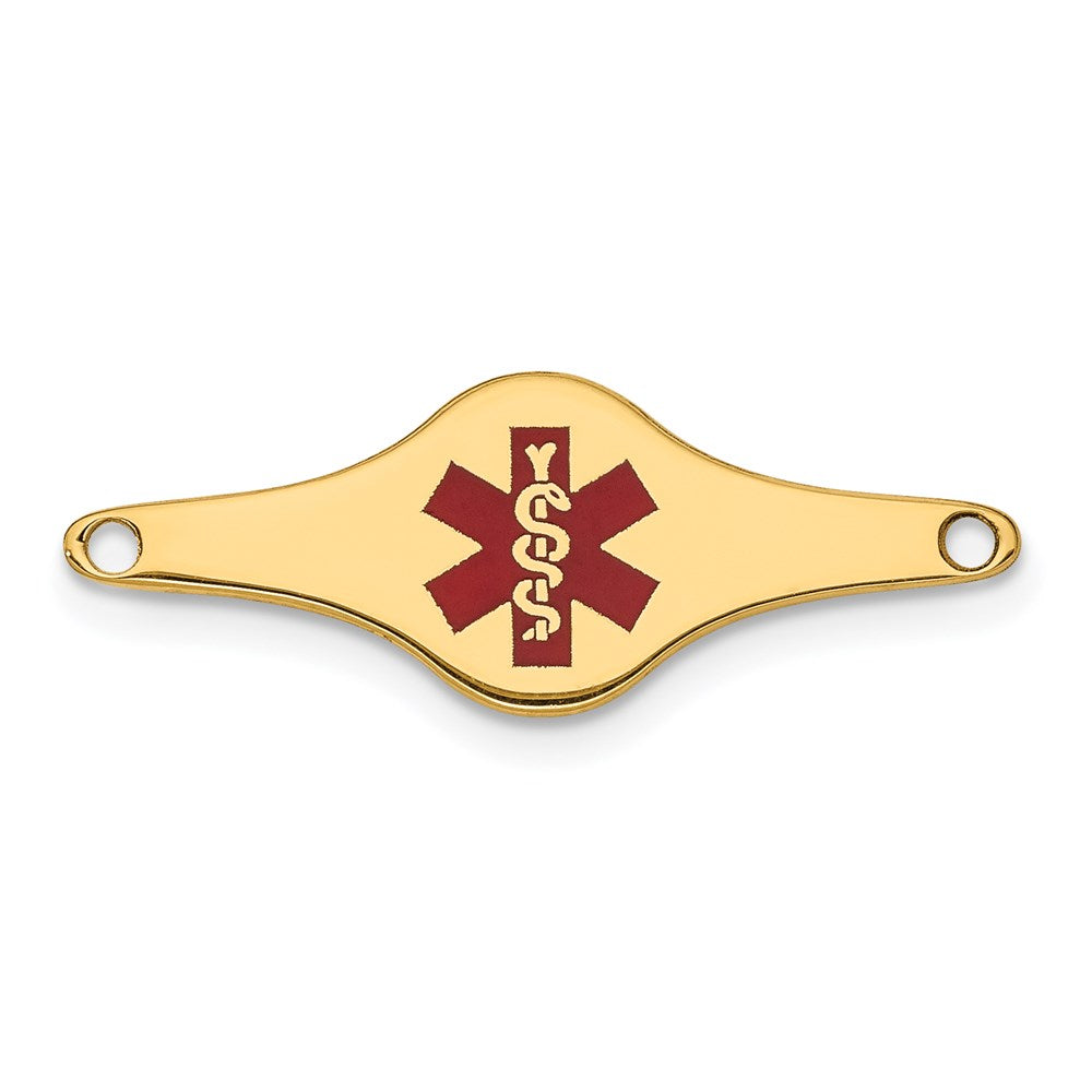 14k 25x9mm Red Enameled Shaped Medical ID Plate