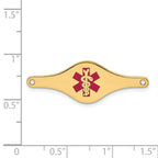 14k 34x12mm Red Enameled Shaped Medical ID Plate
