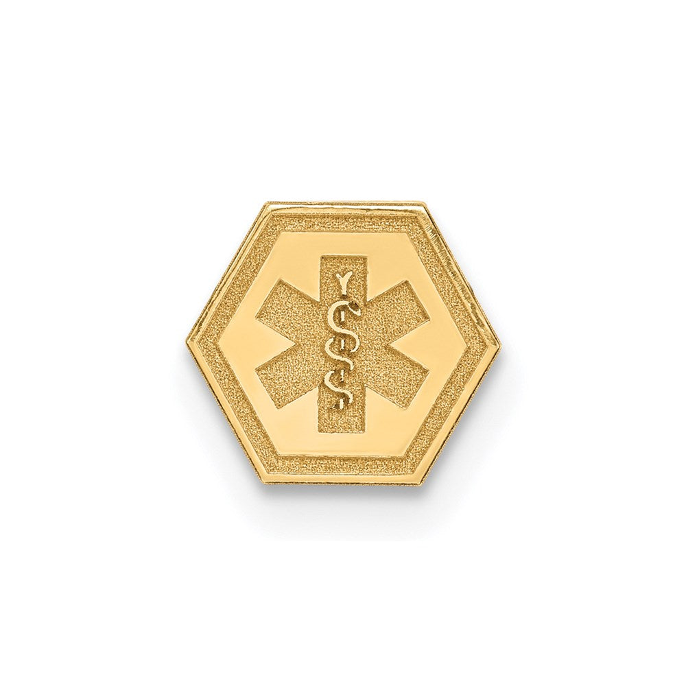 14k 6mm Hexagon Non-enameled Attachable Medical Jewelry Emblem