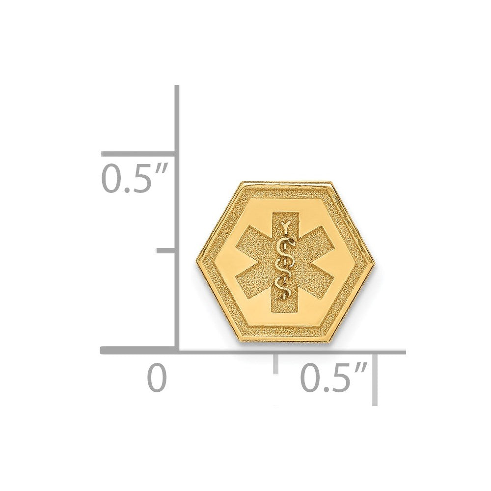 14k 9.5mm Hexagon Non-enameled Attachable Medical  Jewelry Emblem