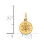 14k 9.5mm Round Non-enameled Medical Jewelry Pendant