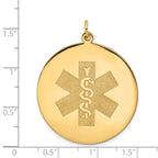 14k 32mm Round Non-enameled Medical Jewelry Pendant