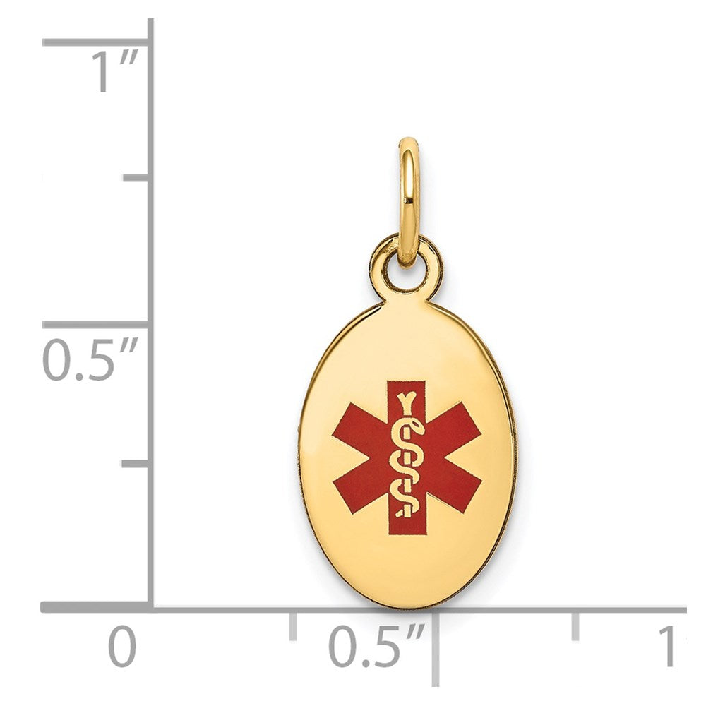 14k 16x9.5mm Oval Red Enameled Medical Jewelry Pendant