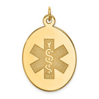 14k 31x22mm Oval Non-enameled Medical Jewelry Pendant