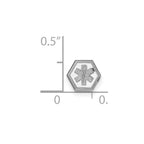 14k White Gold 6mm Hexagon Non-enameled Attachable Medical Jewelry Emblem