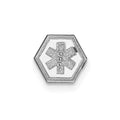 14k White Gold 6mm Hexagon Non-enameled Attachable Medical Jewelry Emblem