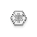 14k White Gold 6mm Hexagon Non-enameled Attachable Medical Jewelry Emblem