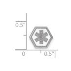 14k White Gold 9.5mm Hexagon Non-enameled Attachable Medical Jewelry Emblem