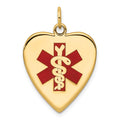 14k 19mm Heart-Shaped Red Enameled Medical Jewelry Pendant