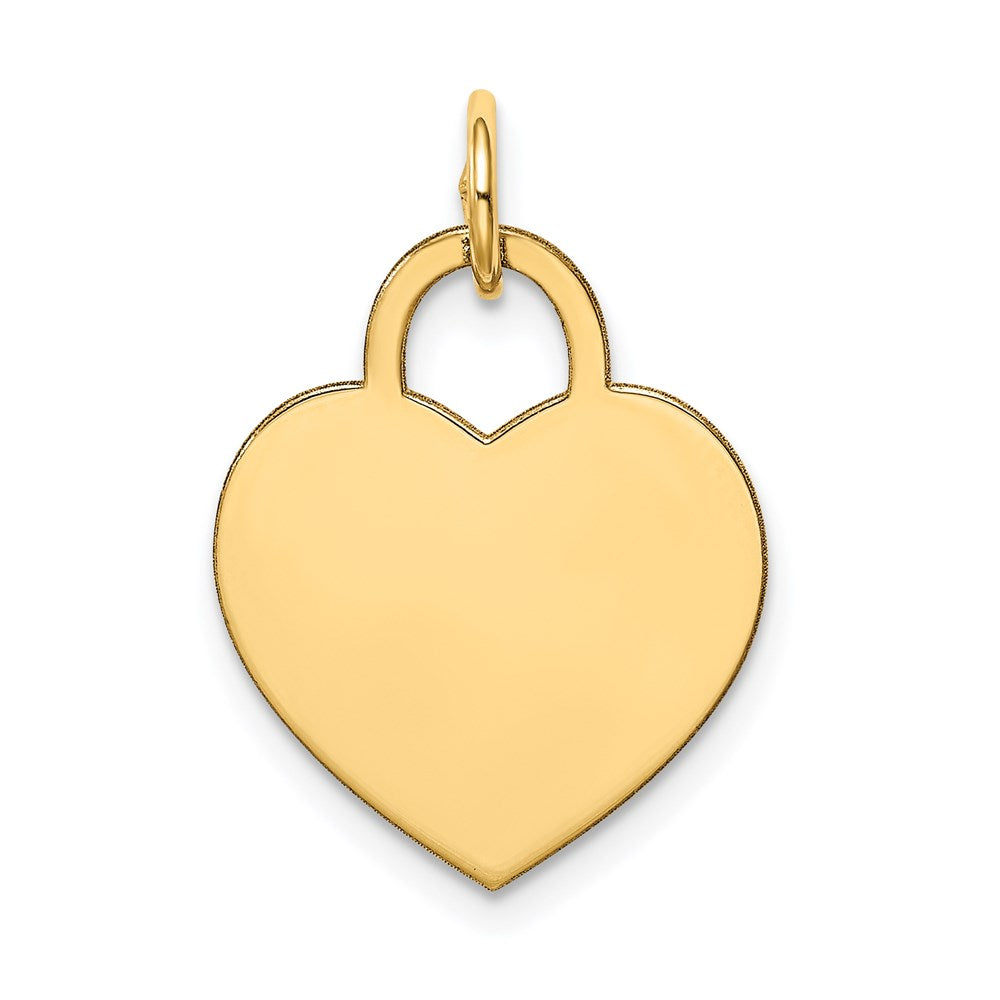 14k Plain .035 Gauge Engravable Heart 19x15mm Disc Charm