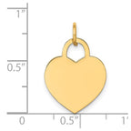 14k Plain .035 Gauge Engravable Heart 19x15mm Disc Charm