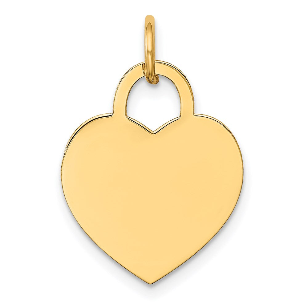14k Plain .035 Gauge Engravable Heart 19x15mm Disc Charm