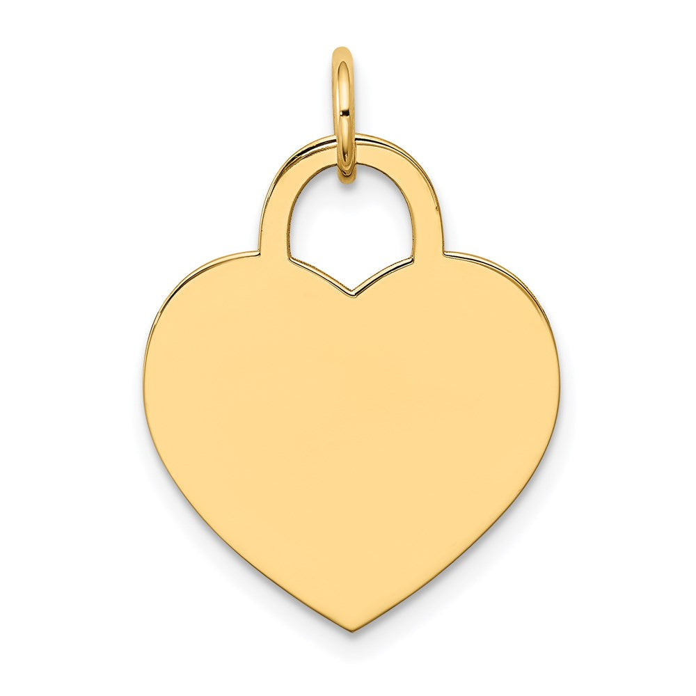 14k Plain .027 Gauge Engravable Heart 22x18mm Disc Charm