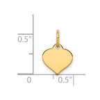 14k Plain .009 Gauge Engraveable Heart 10x10mm Disc Charm
