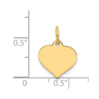 14k Plain .011 Gauge Engraveable Heart 14x12mm Disc Charm