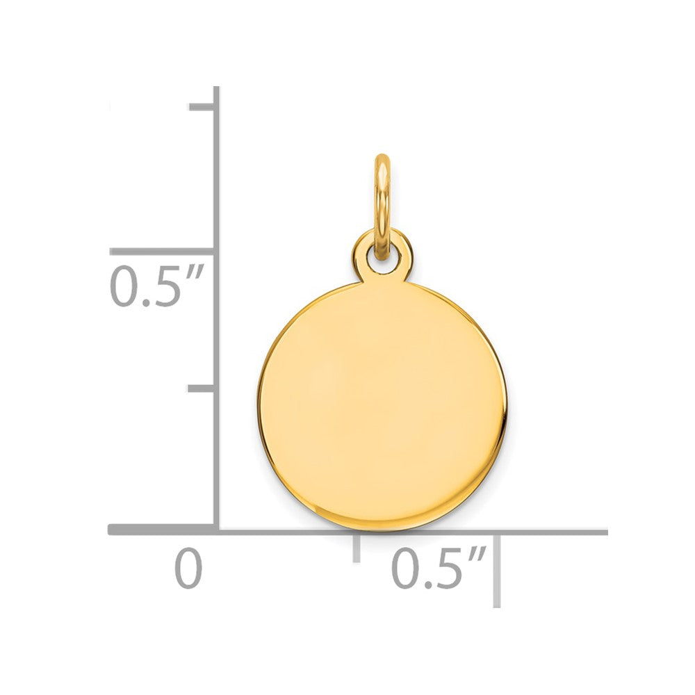 14K Plain .011 Gauge Round Engravable 11mm Disc Charm