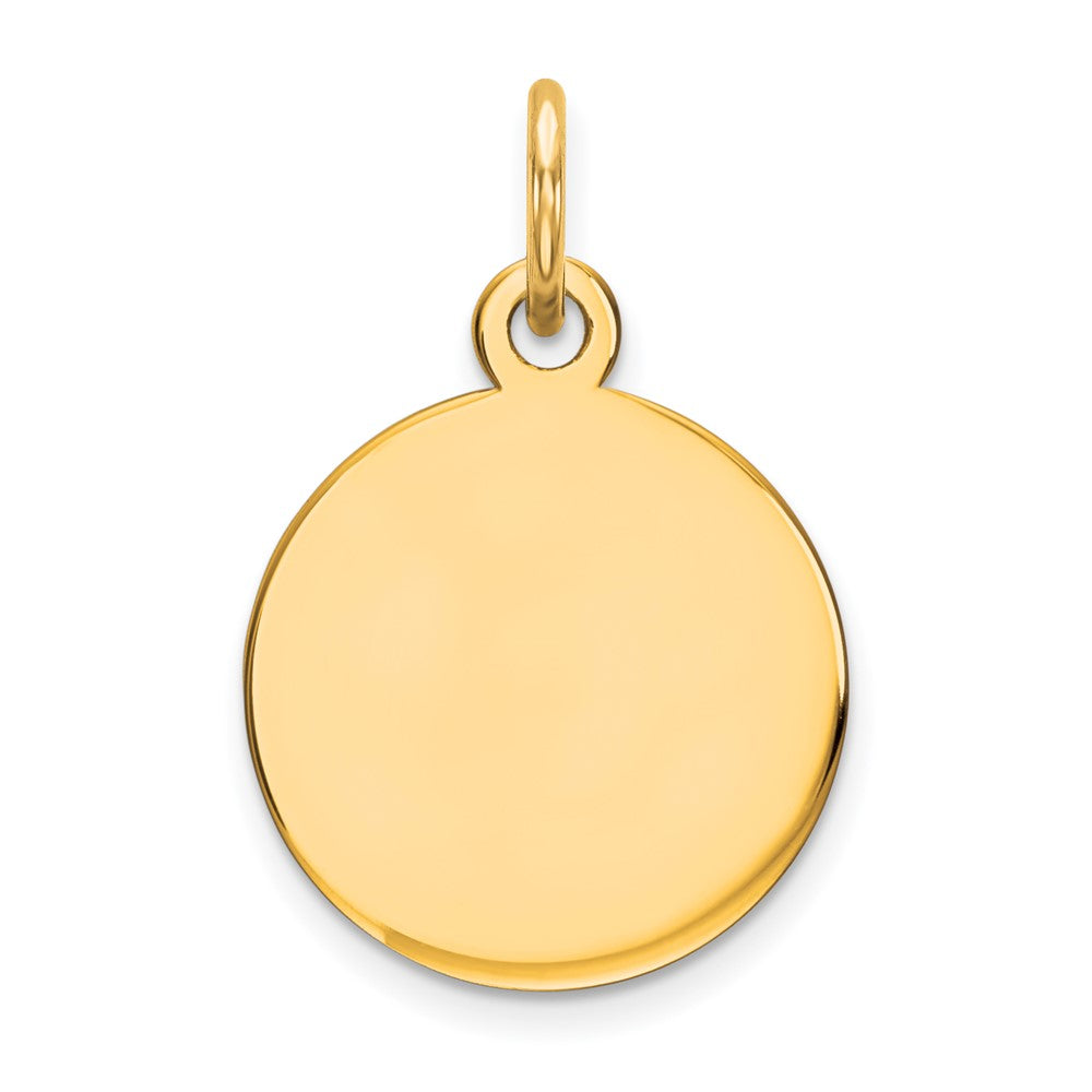 14K Plain .035 Gauge Round Engravable 11mm Disc Charm