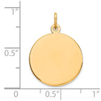 14k Plain .027 Gauge Round Engravable 17mm Disc Charm