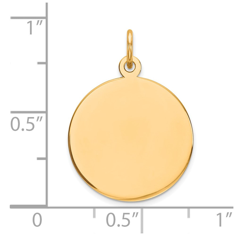 14k Plain .035 Gauge Round Engravable 17mm Disc Charm