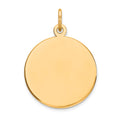 14k Plain .018 Gauge Round Engravable 17mm Disc Charm