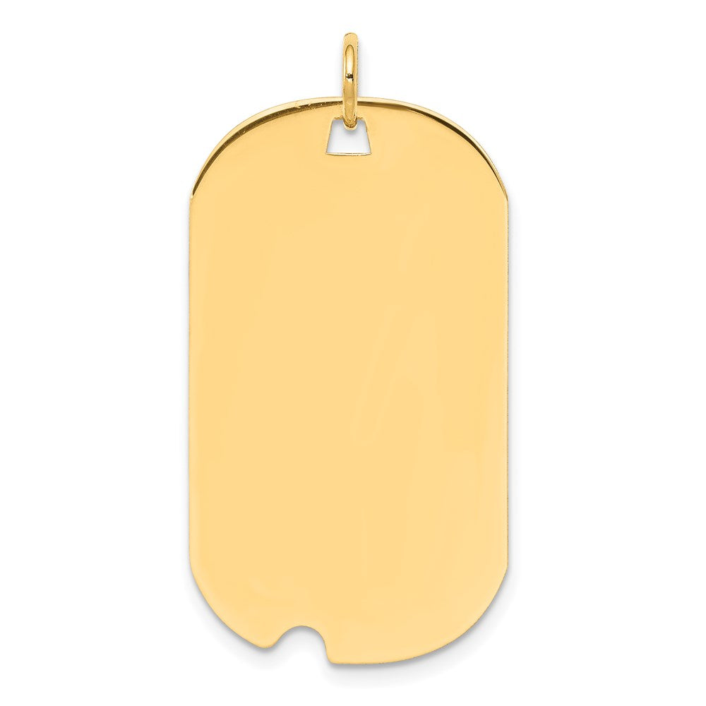 14k Plain .011 Gauge Engravable 34x19mm Dog Tag with Notch Disc Charm