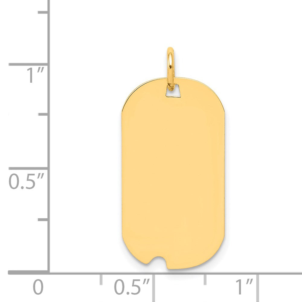 14k Plain .035 Gauge Engravable 25x13mm Dog Tag with Notch Disc Charm