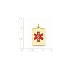 14k 22x15mm Rectangle Red Enameled Medical Jewelry Pendant