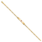 14K Medical Solid Chain/Solid Plate 26x5mm Centered Red Enamel Figaro Link 8 inch ID Bracelet