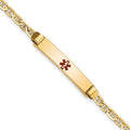 14K Medical Solid Chain/Solid Plate 26x5mm Centered Red Enamel Anchor Link 6 inch Baby/Child ID Bracelet
