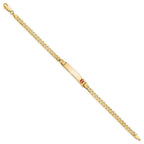 14K Medical Solid Chain/Solid Plate 26x5mm Off-Center Red Enamel Curb Link 8 inch ID Bracelet