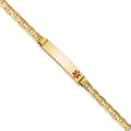 14K Medical Solid Chain/Solid Plate 26x5mm Off-Center Red Enamel Anchor Link 8 inch ID Bracelet