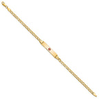 14K Medical Semi-Solid Chain/Solid Plate 26x5mm Centered Red Enamel Cuban Link 8 inch ID Bracelet