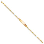 14K Medical Semi-Solid Chain/Solid Plate 26x7mm Soft Diamond Shape Off-Center Red Enamel Cuban Link 8 inch ID Bracelet