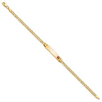 14k Medical Semi-Solid Chain/Solid Plate 26x5mm Off-Center Red Enamel Cuban Link 8 inch ID Bracelet
