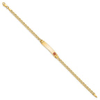 14k Medical Semi-Solid Chain/Solid Plate 26x5mm Off-Center Red Enamel Anchor Link 7 inch ID Bracelet