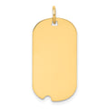 14k Plain .011 Gauge Engraveable 26x15mm Dog Tag with Notch Disc Charm