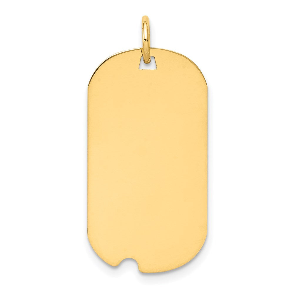 14k Plain .009 Gauge Engraveable 26x15mm Dog Tag with Notch Disc Charm