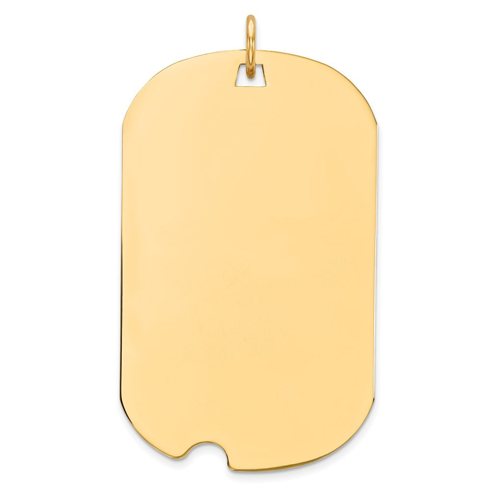 14k Plain .027 Gauge Engraveable 35x20mm Dog Tag with Notch Disc Charm