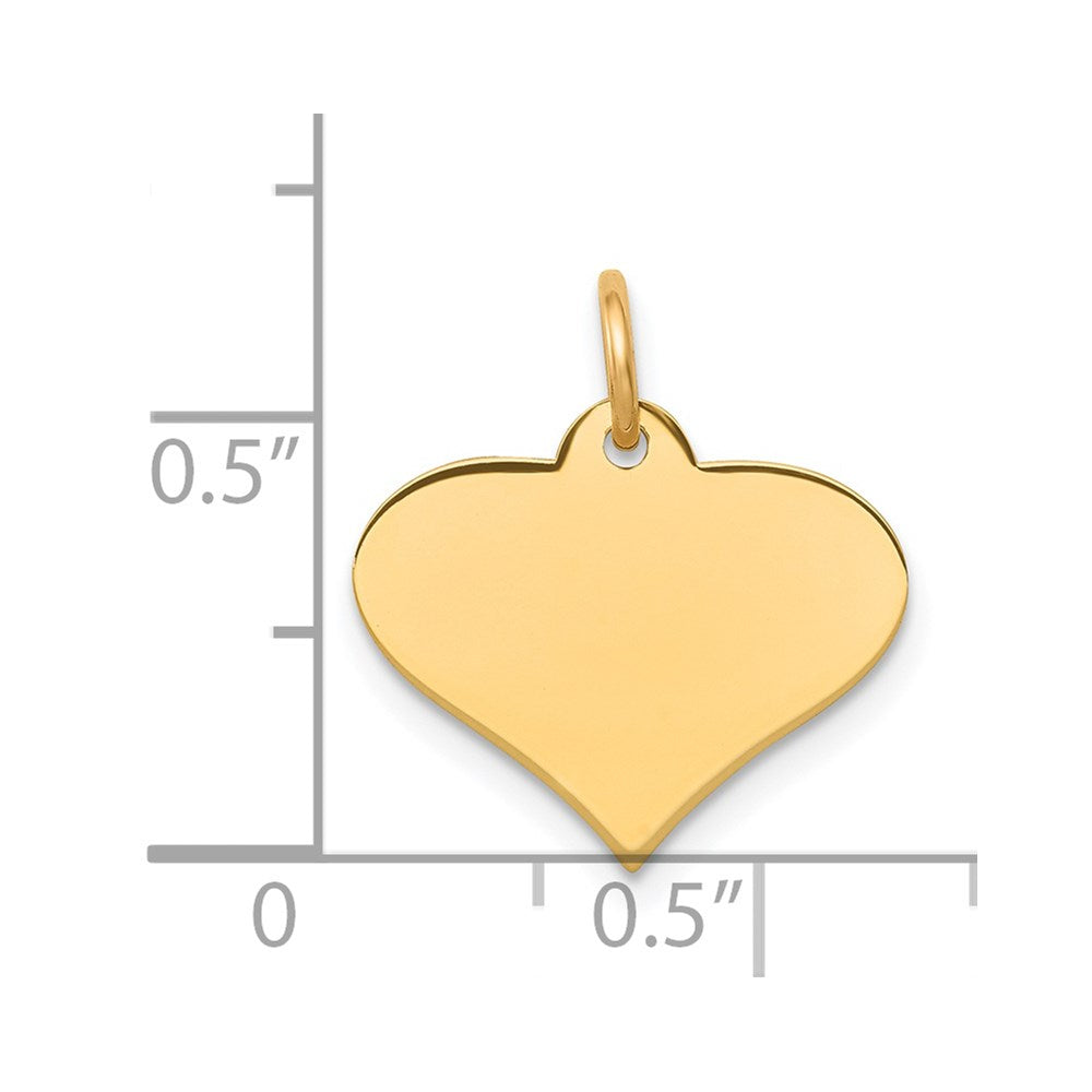 14k Plain .018 Gauge Engraveable Heart 13x16mm Disc Charm
