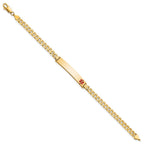 14K Medical Solid Chain/Solid Plate 37x6mm Off-Center Red Enamel Curb Link 8 inch ID Bracelet