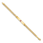 14K Medical Solid Chain/Solid Plate 37x6mm Centered Red Enamel Curb Link 8 inch ID Bracelet