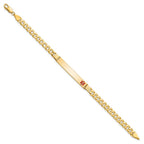 14K Medical Solid Chain/Solid Plate 37x6mm Off-Center Red Enamel Curb Link 7 inch ID Bracelet