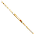 14K Medical Solid Chain/Solid Plate 37x6mm Off-Center Red Enamel Anchor Link 7 inch ID Bracelet